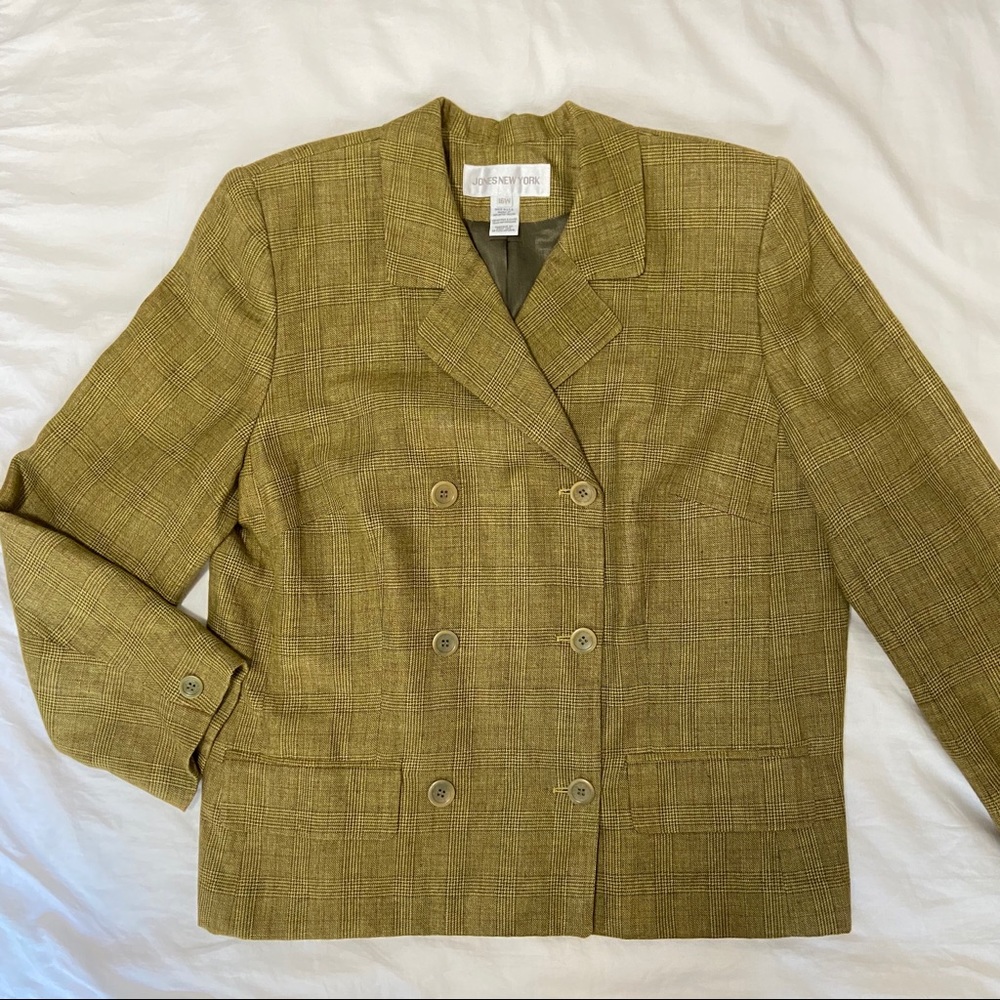 Vintage Jones NY Linen Plaid Pantsuit. Sz 16/18W. - Picture 5 of 8